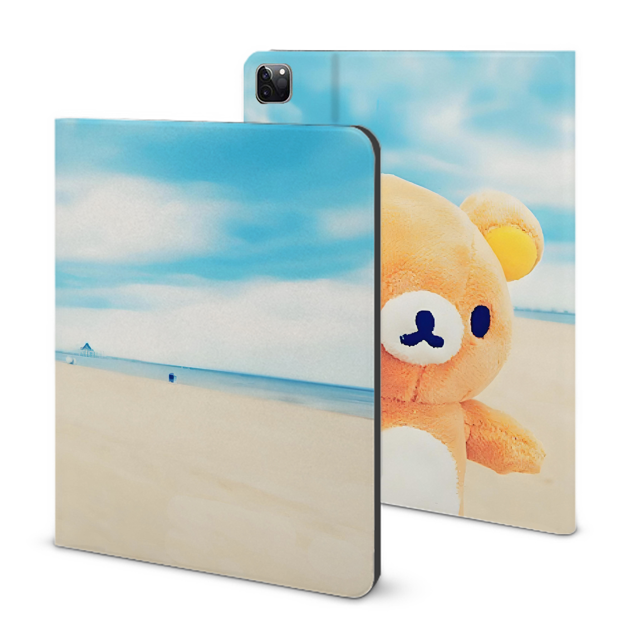 （画像用） リラックマ リラックマ キイロイトリ Rilakkuma Korilakkuma Kiiroitori IPad ケース ブック型 PUレザー TPU 耐衝撃 軽量 薄型 ペン収納なし 全面保護 IPad 各モデル対応